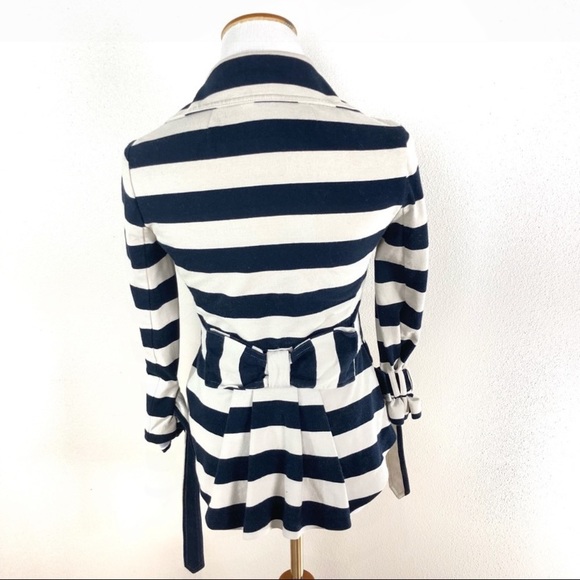 Kate Spade Step Out in Stripes Jacket Belted Short‎ Trench Coat Women's Sz XS - Picture 2 of 7